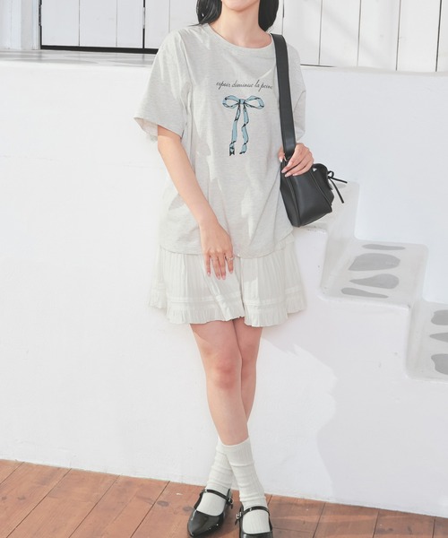 Honeys(ハニーズ)の「【UVカット】リボンプリントTシャツ(Tシャツ/カットソー・レディース・ブラック/オートミール/ピンク/ホワイト・L/LL/M/S)」の15枚目の写真
