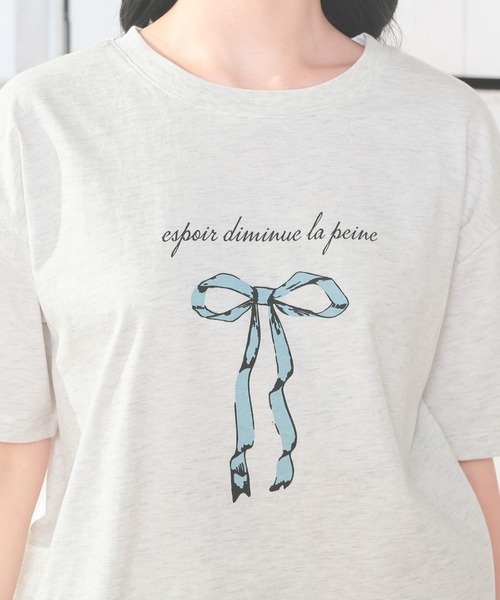 Honeys(ハニーズ)の「【UVカット】リボンプリントTシャツ(Tシャツ/カットソー・レディース・ブラック/オートミール/ピンク/ホワイト・L/LL/M/S)」の20枚目の写真