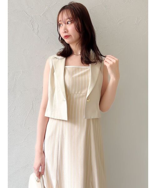 dazzlin(ダズリン)の「クロップドジレセットアップ(ワンピース・レディース・イエロー/ブラック・SMALL/MEDIUM)」の5枚目の写真