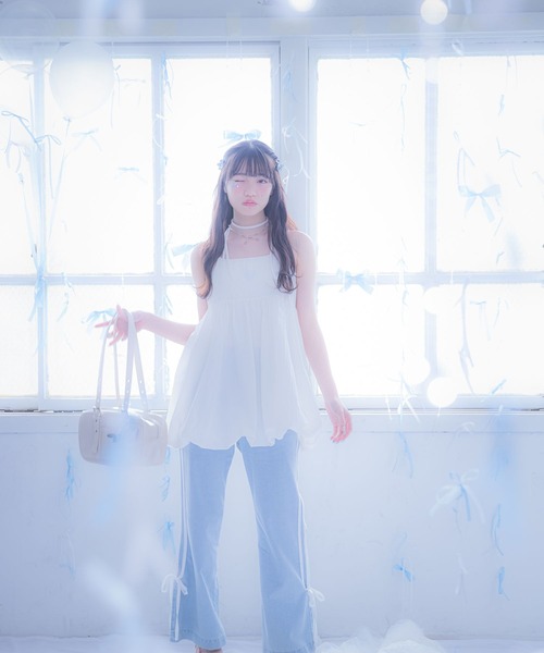 repipi armario(レピピ アルマリオ)の「【girly line】バルーンキャミワンピース(ワンピース・キッズ・ブラック/ホワイト・LARGE/SMALL/MEDIUM)」の5枚目の写真