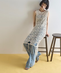 フリンジヘムノースリトーションレースドレス