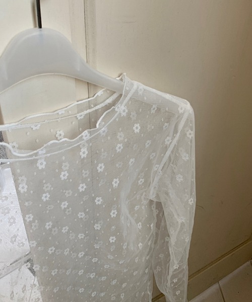 Per sist ence(パーシエンス)の「フラワードットシースルーカットソー(Tシャツ/カットソー・レディース・ホワイト/ブラック・FREE)」の11枚目の写真