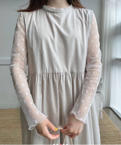 Per sist ence(パーシエンス)の「フラワードットシースルーカットソー(Tシャツ/カットソー・レディース・ホワイト/ブラック・FREE)」の14枚目の写真