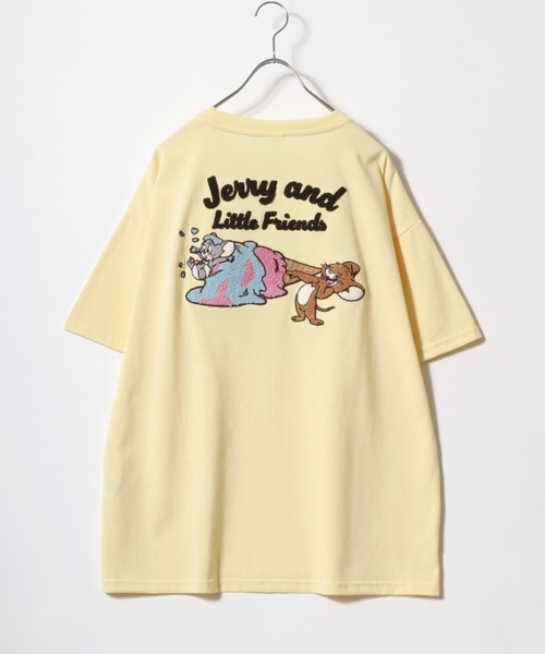 Tom＆Jerry（トムアンドジェリー）の「WARNER TOM＆JERRY（トムとジェリー）キャラクターサガラ刺繍半袖Tシャツ レディース（Tシャツ/カットソー・レディース・ライトグリーン/ホワイト系その他/ベージュ/スミクロ/イエロー/ミント/ネイビー/オフホワイト・M/L）」の8枚目の写真