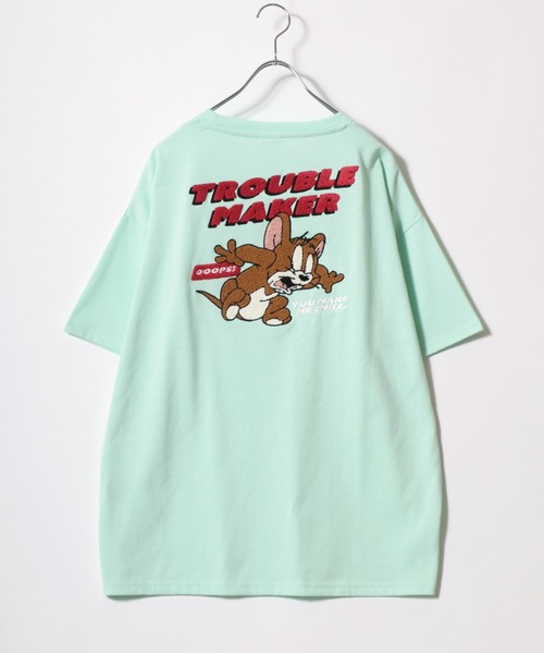 Tom＆Jerry（トムアンドジェリー）の「WARNER TOM＆JERRY（トムとジェリー）キャラクターサガラ刺繍半袖Tシャツ レディース（Tシャツ/カットソー・レディース・ライトグリーン/ホワイト系その他/ベージュ/スミクロ/イエロー/ミント/ネイビー/オフホワイト・M/L）」の7枚目の写真