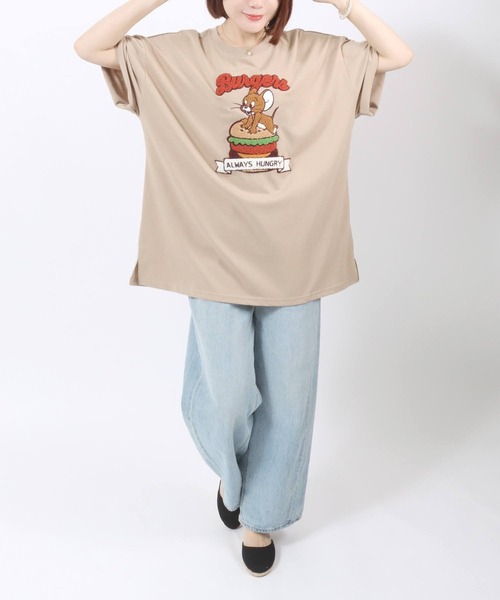 Tom＆Jerry（トムアンドジェリー）の「WARNER TOM＆JERRY（トムとジェリー）キャラクターサガラ刺繍半袖Tシャツ レディース（Tシャツ/カットソー・レディース・ライトグリーン/ホワイト系その他/ベージュ/スミクロ/イエロー/ミント/ネイビー/オフホワイト・M/L）」の21枚目の写真