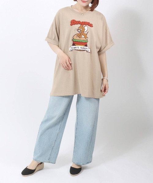 Tom＆Jerry（トムアンドジェリー）の「WARNER TOM＆JERRY（トムとジェリー）キャラクターサガラ刺繍半袖Tシャツ レディース（Tシャツ/カットソー・レディース・ライトグリーン/ホワイト系その他/ベージュ/スミクロ/イエロー/ミント/ネイビー/オフホワイト・M/L）」の20枚目の写真