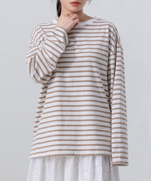 長袖 ボーダー柄 ゆる ビッグシルエット ロンT レディース