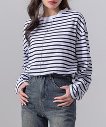 DAY CLOSET | レディース 長袖ボーダー柄ゆるビッグシルエットロンT(Tシャツ/カットソー)