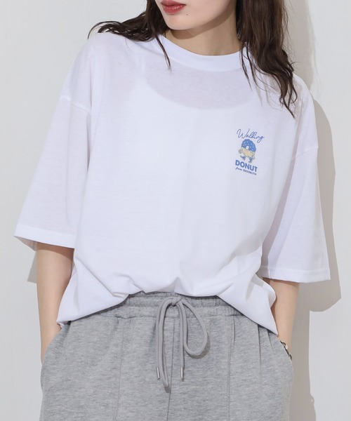 FUNALIVE(ファンアライブ)の「WALKING DONUT ワイド半袖Tシャツ(Tシャツ/カットソー・メンズ・ホワイト/ブラック/サックスブルー/ブラウン・L/LL/M)」の2枚目の写真