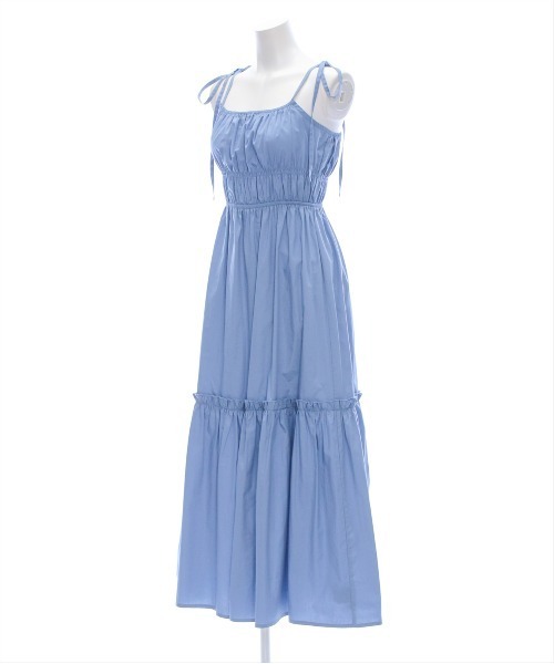 clear（クリア）の「【低身長サイズ有】肩リボンキャミワンピース [着回し力抜群 ロング丈 大人]≪SS新作≫（ワンピース・レディース・ピンク/ブラック/ブルーグレー・F/XS）」の6枚目の写真