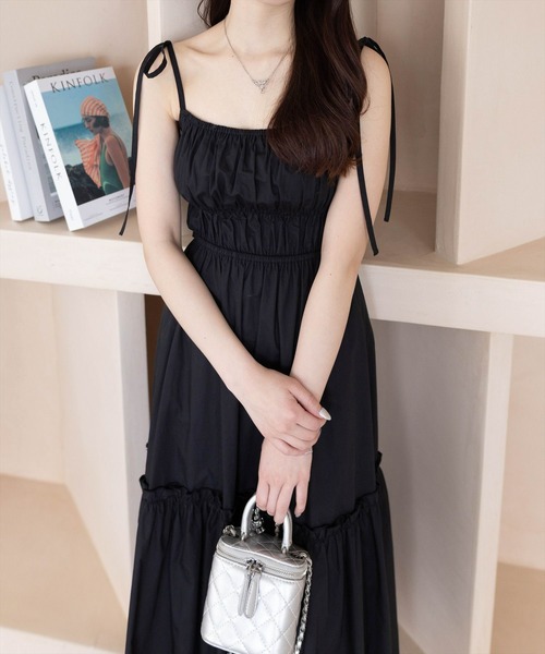 clear（クリア）の「【低身長サイズ有】肩リボンキャミワンピース [着回し力抜群 ロング丈 大人]≪SS新作≫（ワンピース・レディース・ピンク/ブラック/ブルーグレー・F/XS）」の17枚目の写真