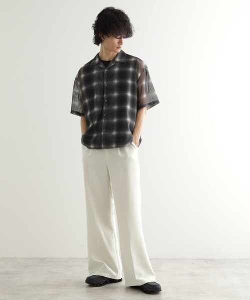 tk.TAKEO KIKUCHI(ティーケータケオキクチ)の「メッシュオンブレーチェックシャツ(シャツ/ブラウス・メンズ・ホワイト系2/ブラック系1/オリーブ系1・03/02)」の12枚目の写真