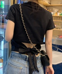 ALTROSE | チビT ミニ丈 Tシャツ バックリボン(Tシャツ/カットソー)