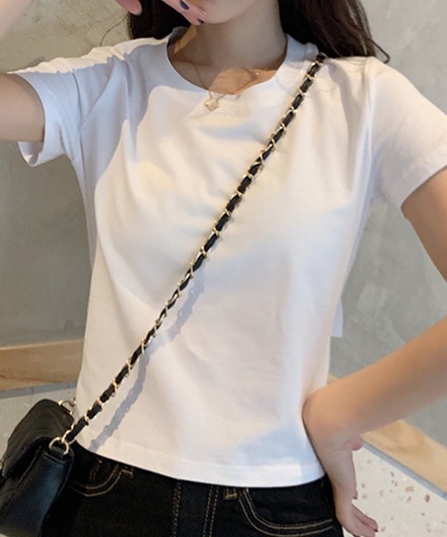 ALTROSE(アルトローズ)の「チビT ミニ丈 Tシャツ バックリボン(Tシャツ/カットソー・レディース・ブラック/ホワイト・FREE)」の5枚目の写真