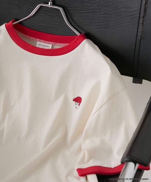 sanrio(サンリオ)の「【My Melody × forksy.】ワンポイントデザイン クルーネック 半袖リンガーTEE(Tシャツ/カットソー・レディース・チャコールグレー/アイボリー系/ホワイト系・FREE)」の10枚目の写真