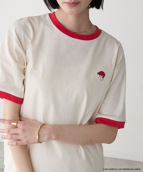 sanrio(サンリオ)の「【My Melody × forksy.】ワンポイントデザイン クルーネック 半袖リンガーTEE(Tシャツ/カットソー・レディース・チャコールグレー/アイボリー系/ホワイト系・FREE)」の11枚目の写真
