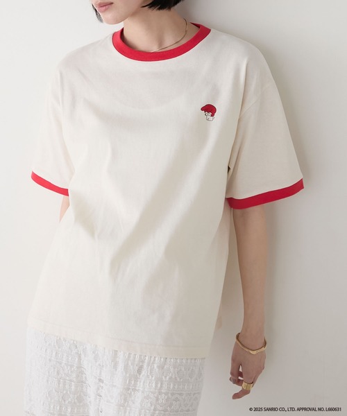 sanrio(サンリオ)の「【My Melody × forksy.】ワンポイントデザイン クルーネック 半袖リンガーTEE(Tシャツ/カットソー・レディース・チャコールグレー/アイボリー系/ホワイト系・FREE)」の12枚目の写真