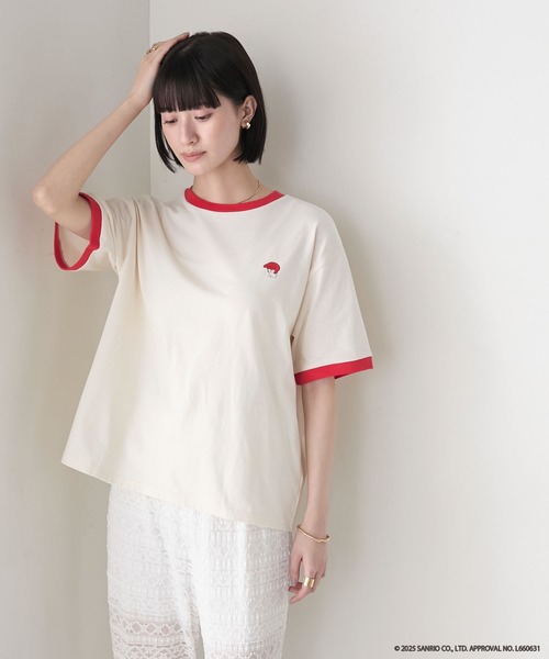 sanrio(サンリオ)の「【My Melody × forksy.】ワンポイントデザイン クルーネック 半袖リンガーTEE(Tシャツ/カットソー・レディース・チャコールグレー/アイボリー系/ホワイト系・FREE)」の13枚目の写真