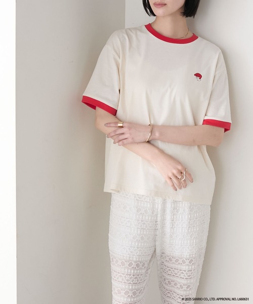 sanrio(サンリオ)の「【My Melody × forksy.】ワンポイントデザイン クルーネック 半袖リンガーTEE(Tシャツ/カットソー・レディース・チャコールグレー/アイボリー系/ホワイト系・FREE)」の14枚目の写真