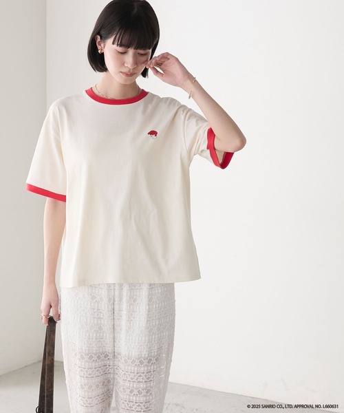 sanrio(サンリオ)の「【My Melody × forksy.】ワンポイントデザイン クルーネック 半袖リンガーTEE(Tシャツ/カットソー・レディース・チャコールグレー/アイボリー系/ホワイト系・FREE)」の15枚目の写真