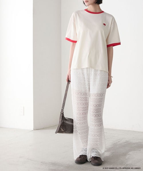 sanrio(サンリオ)の「【My Melody × forksy.】ワンポイントデザイン クルーネック 半袖リンガーTEE(Tシャツ/カットソー・レディース・チャコールグレー/アイボリー系/ホワイト系・FREE)」の18枚目の写真