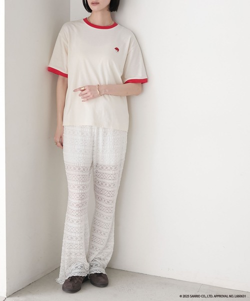 sanrio(サンリオ)の「【My Melody × forksy.】ワンポイントデザイン クルーネック 半袖リンガーTEE(Tシャツ/カットソー・レディース・チャコールグレー/アイボリー系/ホワイト系・FREE)」の21枚目の写真