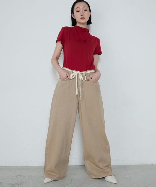 le ELMi(ルエルミ)の「Shoelace belt loose denim pants / シューレースベルト ルーズデニムパンツ(デニムパンツ・レディース・ベージュ/グレー/サックスブルー/ブルー・FREE)」の17枚目の写真