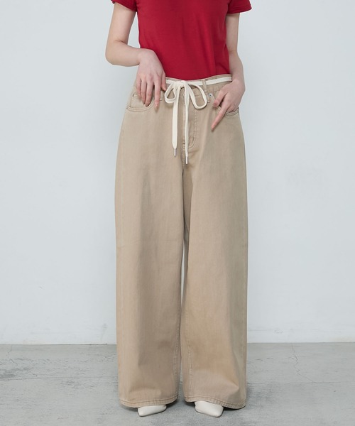 le ELMi(ルエルミ)の「Shoelace belt loose denim pants / シューレースベルト ルーズデニムパンツ(デニムパンツ・レディース・ベージュ/グレー/サックスブルー/ブルー・FREE)」の19枚目の写真