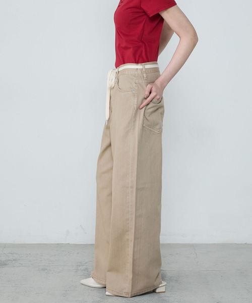 le ELMi(ルエルミ)の「Shoelace belt loose denim pants / シューレースベルト ルーズデニムパンツ(デニムパンツ・レディース・ベージュ/グレー/サックスブルー/ブルー・FREE)」の20枚目の写真