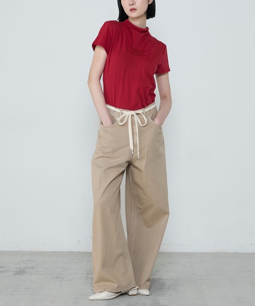 セール】Shoelace belt loose denim pants / シューレースベルト
