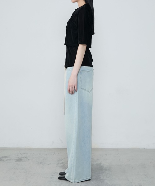 セール】Shoelace belt loose denim pants / シューレースベルト