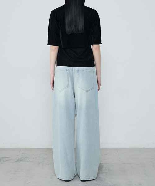 セール】Shoelace belt loose denim pants / シューレースベルト