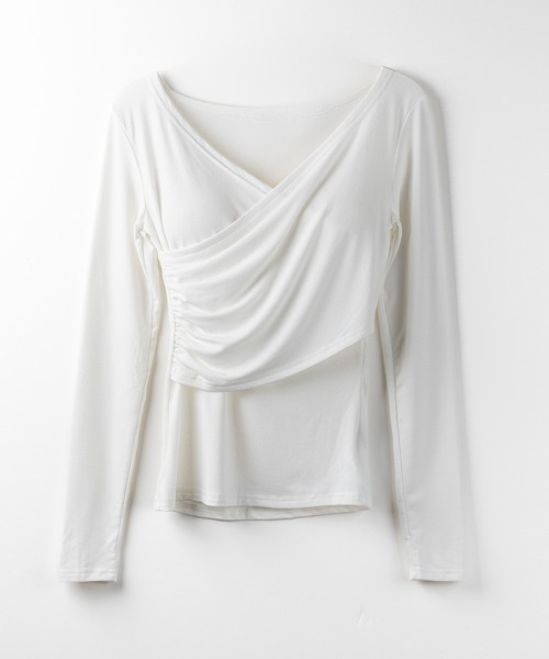 me+em select(ミームセレクト)の「【 2点セット 】Y-ストラップスリムギャザーレイヤードトップス / Y-strap slim gather layered tops(アンサンブル・レディース・ホワイト/ブラック・FREE)」の10枚目の写真