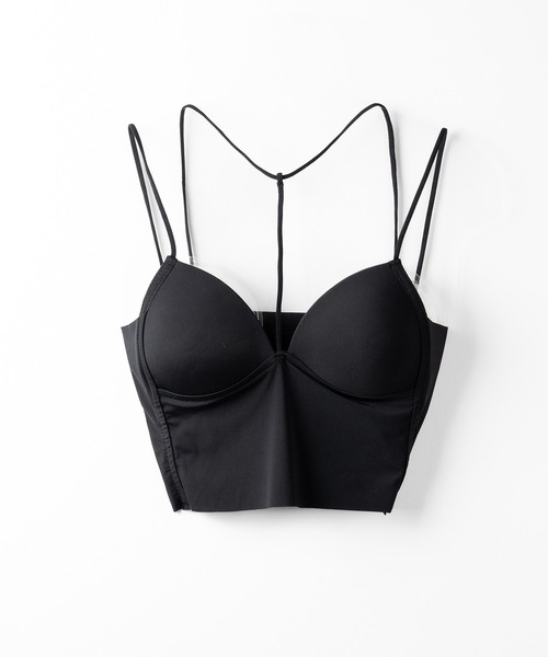 me+em select(ミームセレクト)の「【 2点セット 】Y-ストラップスリムギャザーレイヤードトップス / Y-strap slim gather layered tops(アンサンブル・レディース・ホワイト/ブラック・FREE)」の7枚目の写真