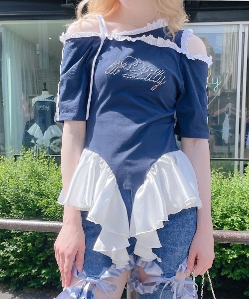 tシャツ ラグランフリルチュニック レディース ラグランフリルチュニック（Tシャツ/カットソー）｜lilLilly