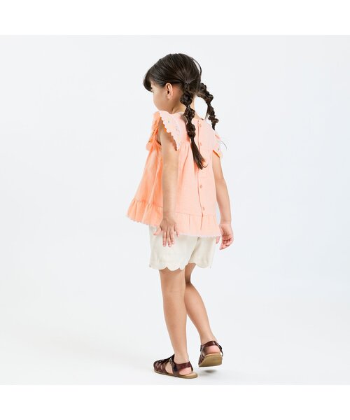 Seraph（セラフ）の「【リンク/ジュニア対応】襟お花刺繍デザインブラウス（シャツ/ブラウス・キッズ・ピンク/ブラック/オフホワイト・120/110/100/90/80/140/130）」の11枚目の写真