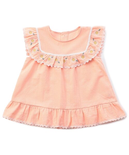 Seraph（セラフ）の「【リンク/ジュニア対応】襟お花刺繍デザインブラウス（シャツ/ブラウス・キッズ・ピンク/ブラック/オフホワイト・120/110/100/90/80/140/130）」の14枚目の写真