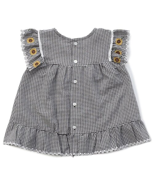 Seraph（セラフ）の「【リンク/ジュニア対応】襟お花刺繍デザインブラウス（シャツ/ブラウス・キッズ・ピンク/ブラック/オフホワイト・120/110/100/90/80/140/130）」の15枚目の写真