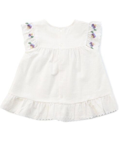 Seraph（セラフ）の「【リンク/ジュニア対応】襟お花刺繍デザインブラウス（シャツ/ブラウス・キッズ・ピンク/ブラック/オフホワイト・120/110/100/90/80/140/130）」の16枚目の写真