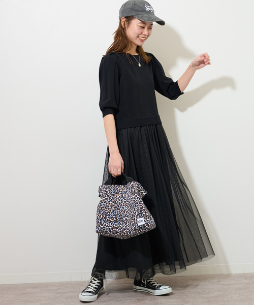 JOURNAL STANDARD relume（ジャーナルスタンダード　レリューム）の「《WEB限定追加2》ウォッシャブルチュールドッキングワンピース（ワンピース・レディース・ブラック・FREE）」の3枚目の写真