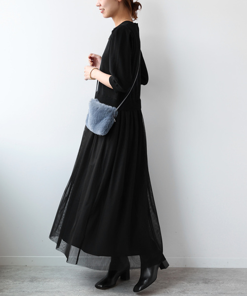 JOURNAL STANDARD relume（ジャーナルスタンダード　レリューム）の「《WEB限定追加2》ウォッシャブルチュールドッキングワンピース（ワンピース・レディース・ブラック・FREE）」の15枚目の写真