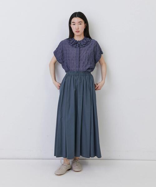 conges payes ADIEU TRISTESSE(コンジェ ペイエ アデュートリステス)の「◆コットンワッシャーフレアースカート(スカート・レディース・ブルーグレー/レッド・38)」の3枚目の写真