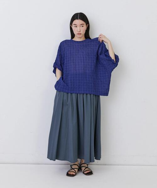 conges payes ADIEU TRISTESSE(コンジェ ペイエ アデュートリステス)の「◆コットンワッシャーフレアースカート(スカート・レディース・ブルーグレー/レッド・38)」の6枚目の写真