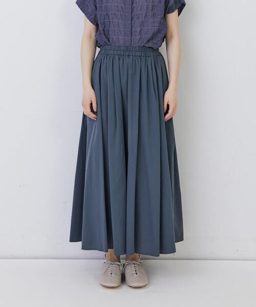 conges payes ADIEU TRISTESSE(コンジェ ペイエ アデュートリステス)の「◆コットンワッシャーフレアースカート(スカート・レディース・ブルーグレー/レッド・38)」の9枚目の写真