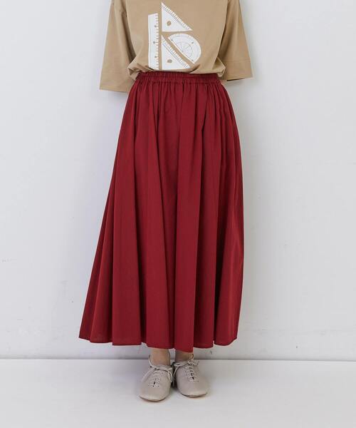 conges payes ADIEU TRISTESSE(コンジェ ペイエ アデュートリステス)の「◆コットンワッシャーフレアースカート(スカート・レディース・ブルーグレー/レッド・38)」の15枚目の写真