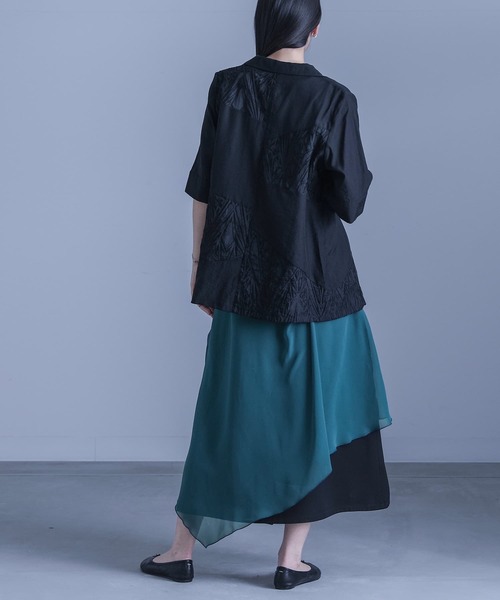 kOhAKU(コハク)の「『シフォンレイヤードアシメスカート』(スカート・レディース・ブルーグリーン/ブラック・1/2)」の13枚目の写真