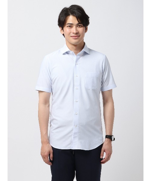 「夏にうれしい新定番」涼やか素材のドロスト半袖シャツ/ホワイト 夏にうれしい新定番」涼やか素材のドロスト半袖シャツ（ホワイト