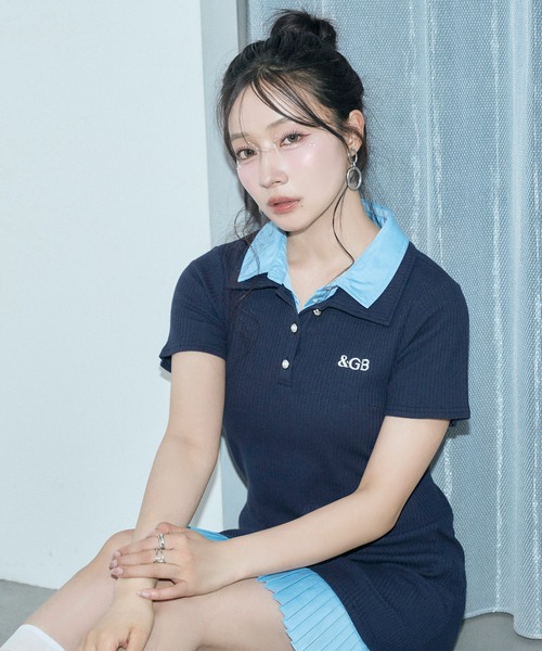 ANDGEEBEE（アンジービー）の「シャツドッキングポロミニワンピ（ワンピース・レディース・ネイビー/グレー・FREE）」の5枚目の写真