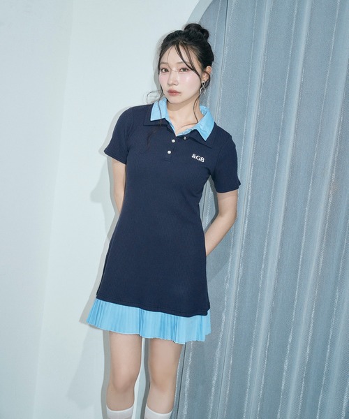 ANDGEEBEE（アンジービー）の「シャツドッキングポロミニワンピ（ワンピース・レディース・ネイビー/グレー・FREE）」の14枚目の写真